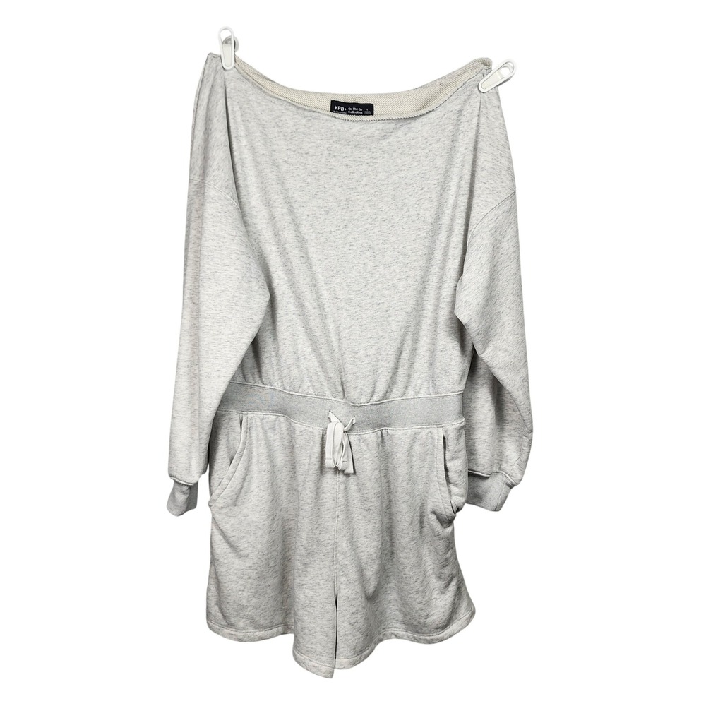 Abercrombie YPB On The Go Off Shoulder Romper Womens L Gray Fleece Casual Cozy